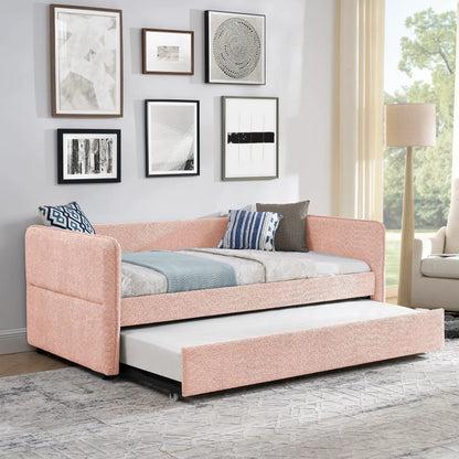 Upholstered Daybed With Pop Up Trundle For Guests