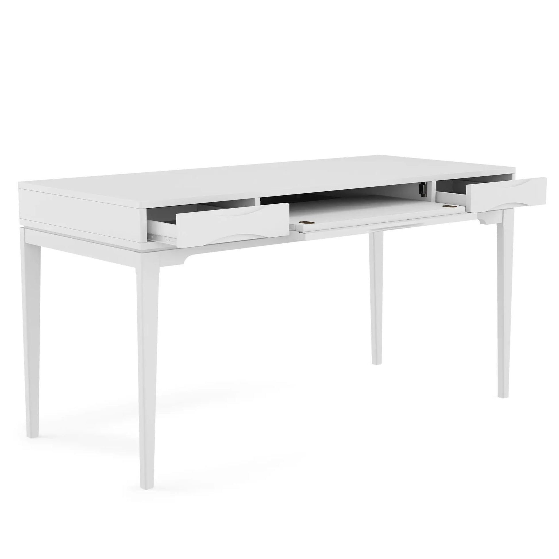 Harper Handcrafted Desk white finish with open dual drawers writing desk on Tampa Home & Garden Store