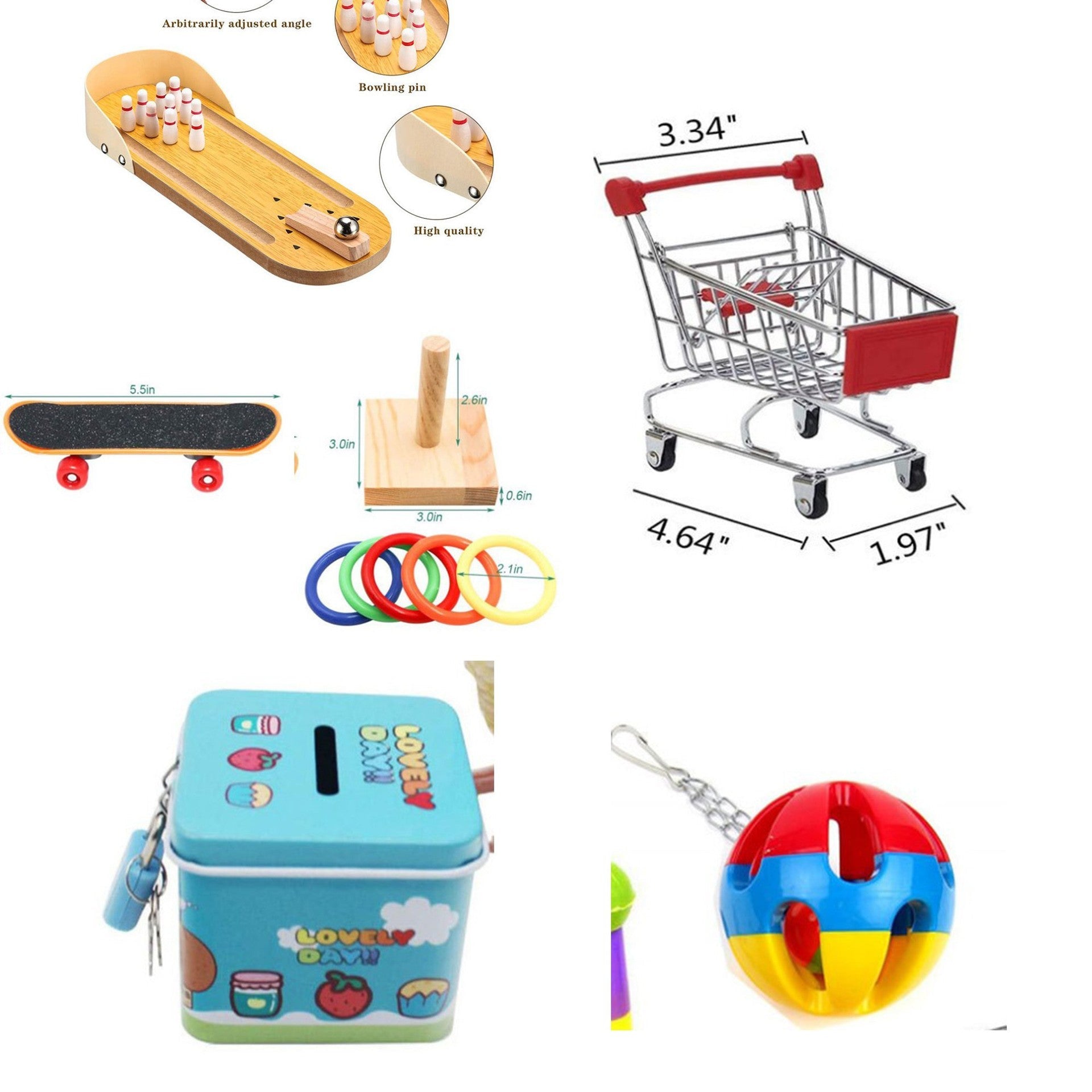 Parrot puzzle toy set Sell My Stuff; wooden bowling-pin puzzle and shopping cart for birds on Tampa Home & Garden Store