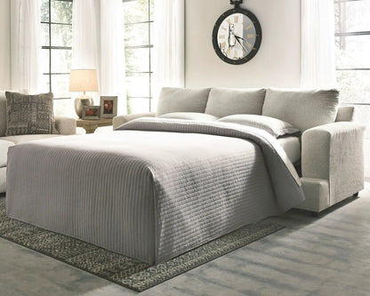 Soletren Sleeper Sofa by Unique Piece Furniture in gray quilted fabric, modern living room on Tampa Home & Garden Store
