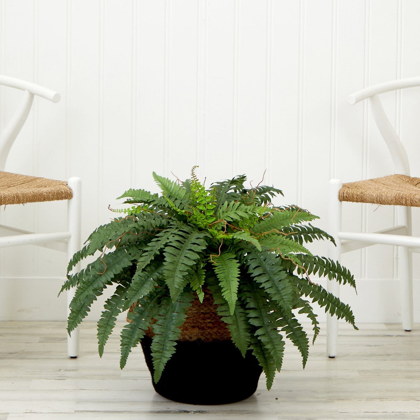 23" Artificial Boston Fern Plant with Handmade Jute & Cotton Basket DIY KIT - Tampa Home & Garden Store