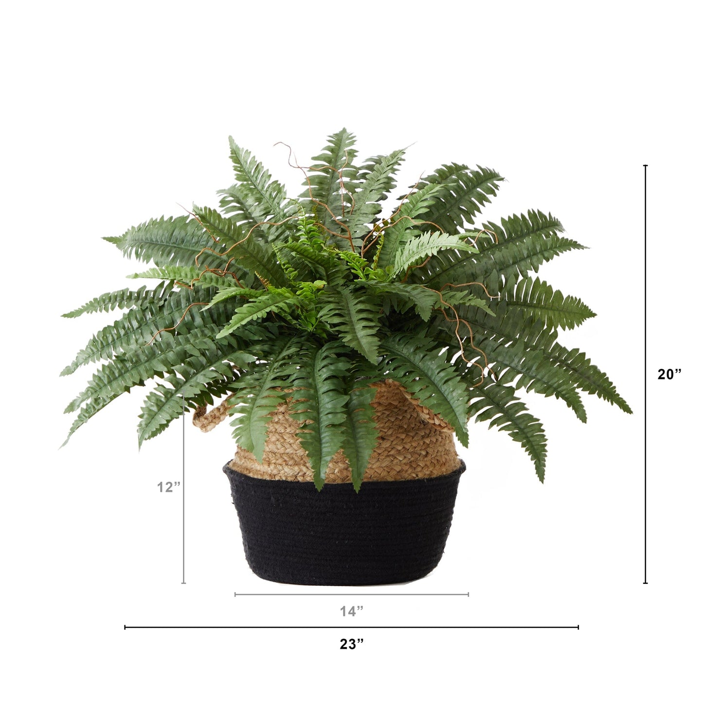 23" Artificial Boston Fern Plant with Handmade Jute & Cotton Basket DIY KIT - Tampa Home & Garden Store