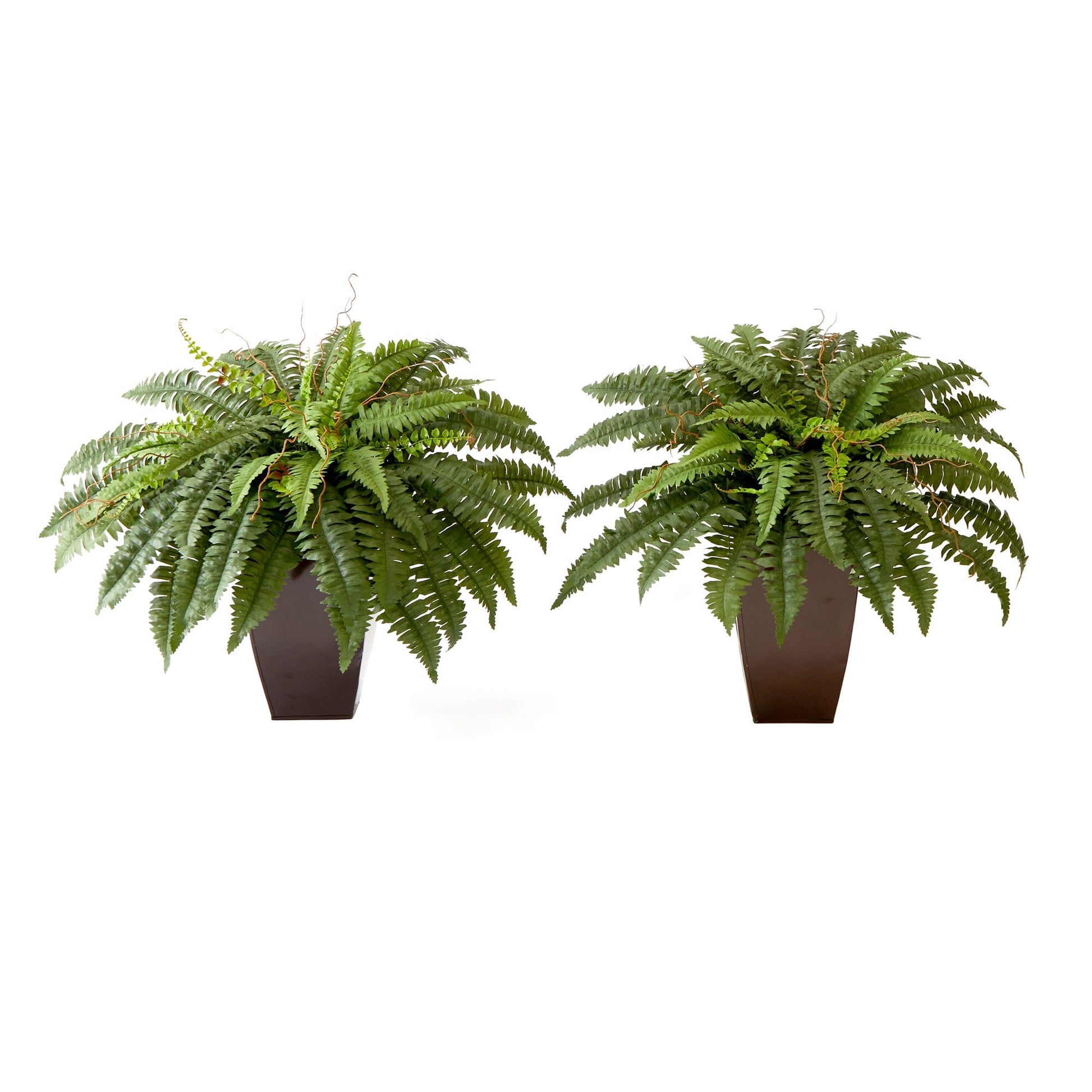 23” Artificial Boston Fern Plant with Tapered Bronze Square Metal Planter DIY KIT - Set of 2 - Tampa Home & Garden Store