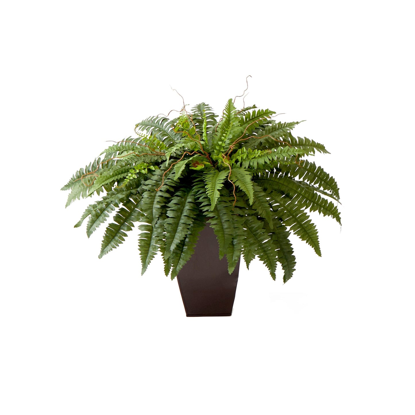23” Artificial Boston Fern Plant with Tapered Bronze Square Metal Planter DIY KIT - Tampa Home & Garden Store