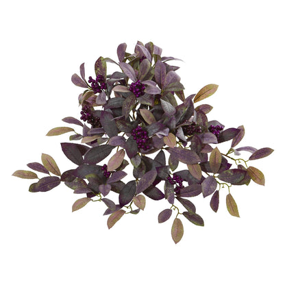 23” Fall Laurel Leaf with Berries Artificial Plant (Set of 3) - Tampa Home & Garden Store