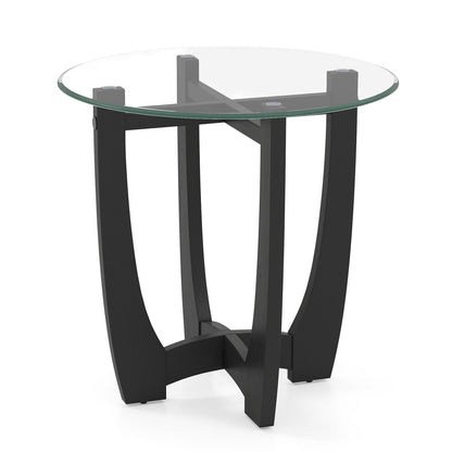 Mesa auxiliar redonda con tapa de cristal templado de 23.5 pulgadas - Negra