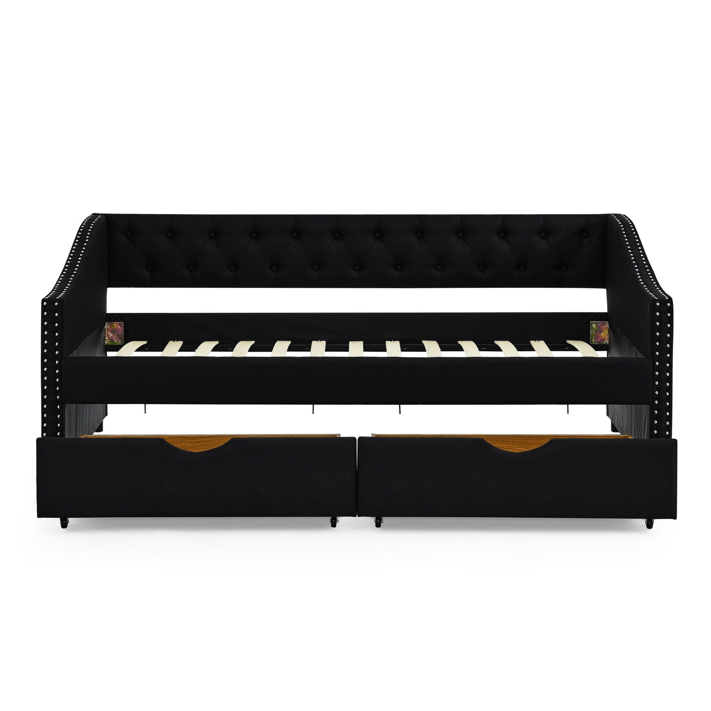 Upholstered Tufted Daybed with Storage Drawers