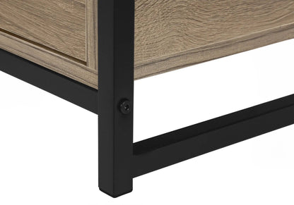 TV stand with natural wood grain panels and black metal frame by Unique Piece Furniture on Tampa Home & Garden Store
