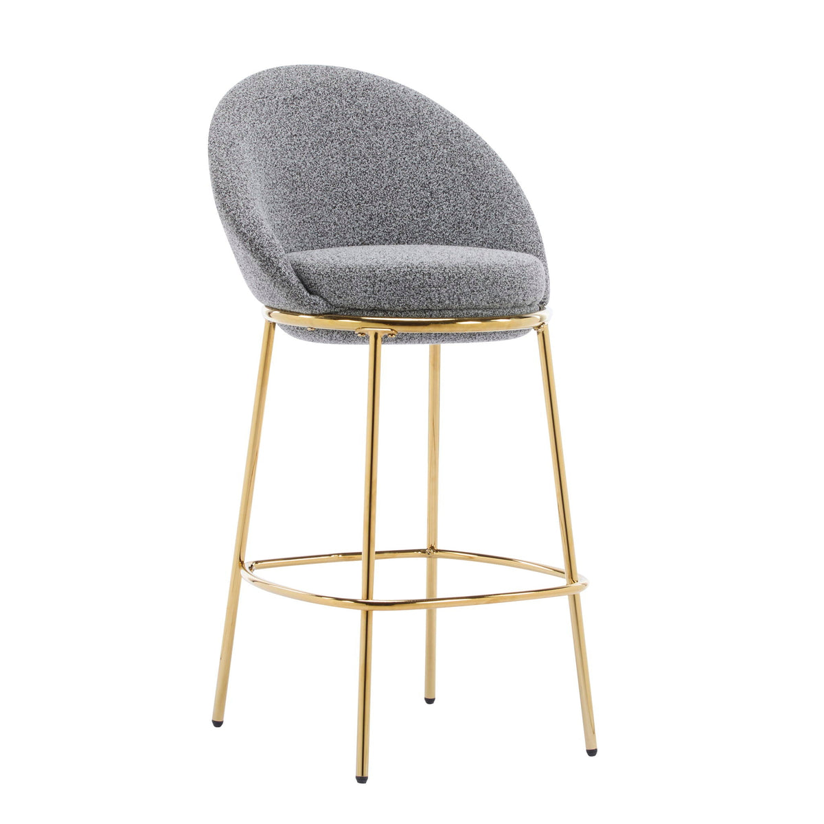 Celano Upholstered Barstool Set of 2 gray speckled fabric with gold base by HouseOfZazla on Tampa Home & Garden Store