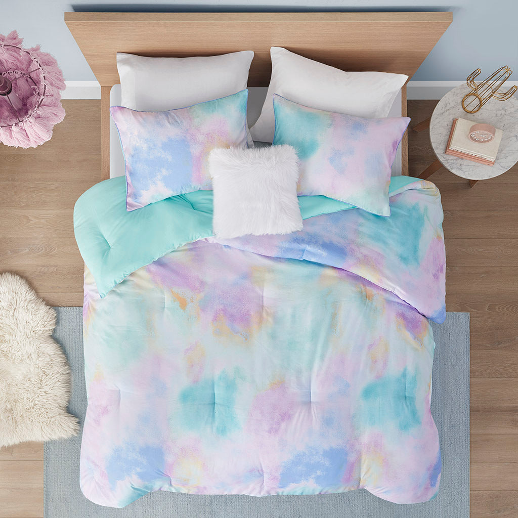 Twin Watercolor Tie Dye Comforter Set and Pillow