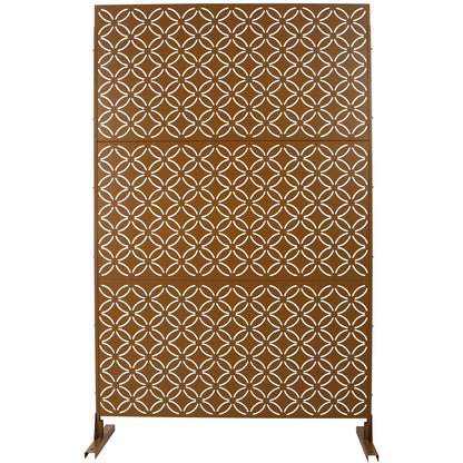 Room divider metal decorative privacy screen in brown rust-resistant steel with circular lattice pattern by HouseOfZazla on Tampa Home & Garden Store
