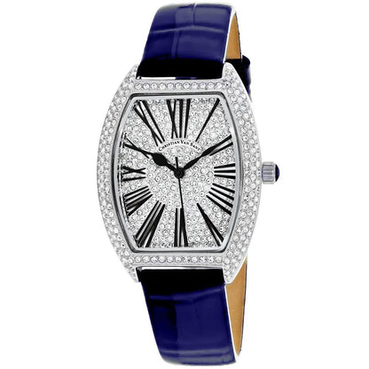 Watches Christian Van Sant Women's Chic with a diamond-studded bezel and blue leather strap on Tampa Home & Garden Store