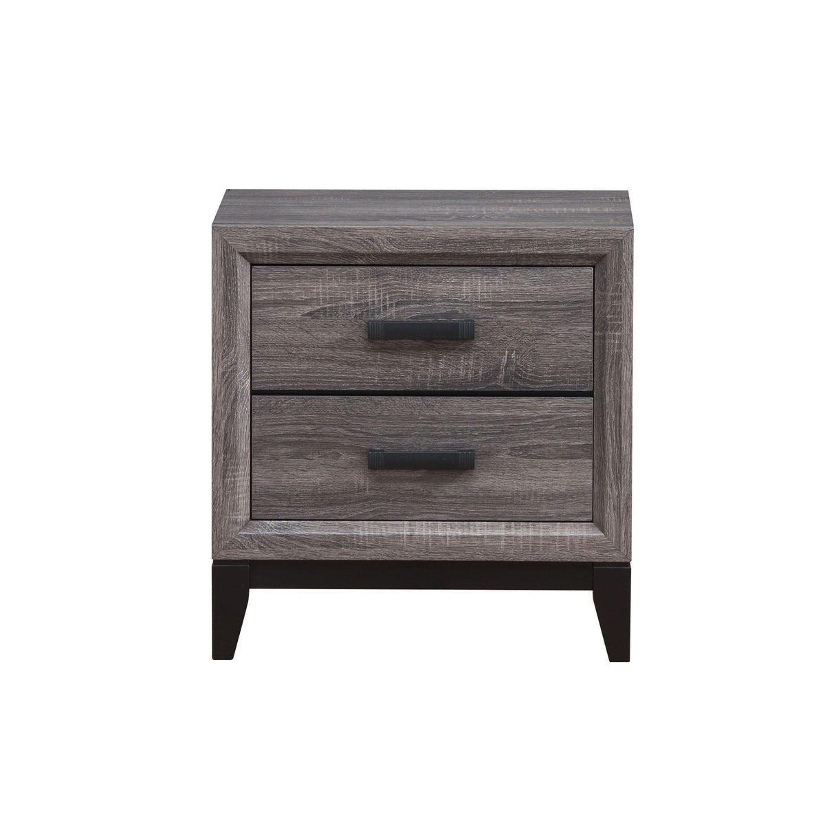 Mirage 5 Piece Bedroom Set dresser front in gray wood grain with black pulls on Tampa Home & Garden Store