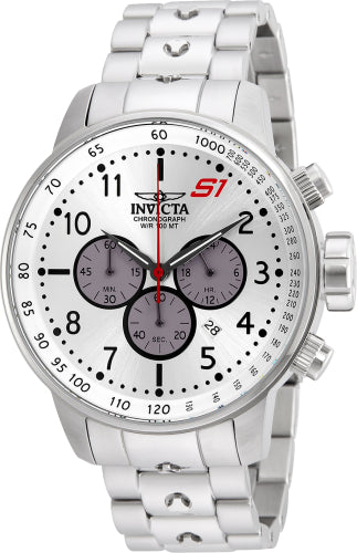 Invicta men's S1 Rally chronograph watch with silver-tone bracelet and white dial on Tampa Home & Garden Store