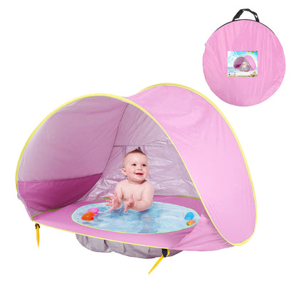 Baby Beach Tent pink with yellow trim UV sun shelter for babies by My Store with carry bag on Tampa Home & Garden Store