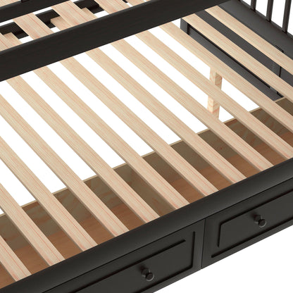 Bunk Bed With Drawers black frame with natural wood slats and underbed drawers HouseOfZazla on Tampa Home & Garden Store