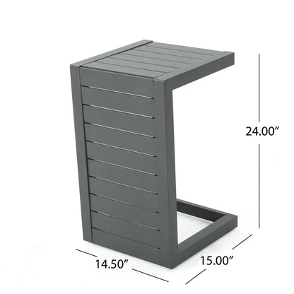 Outdoor Aluminum C Shaped Side Table for Patio