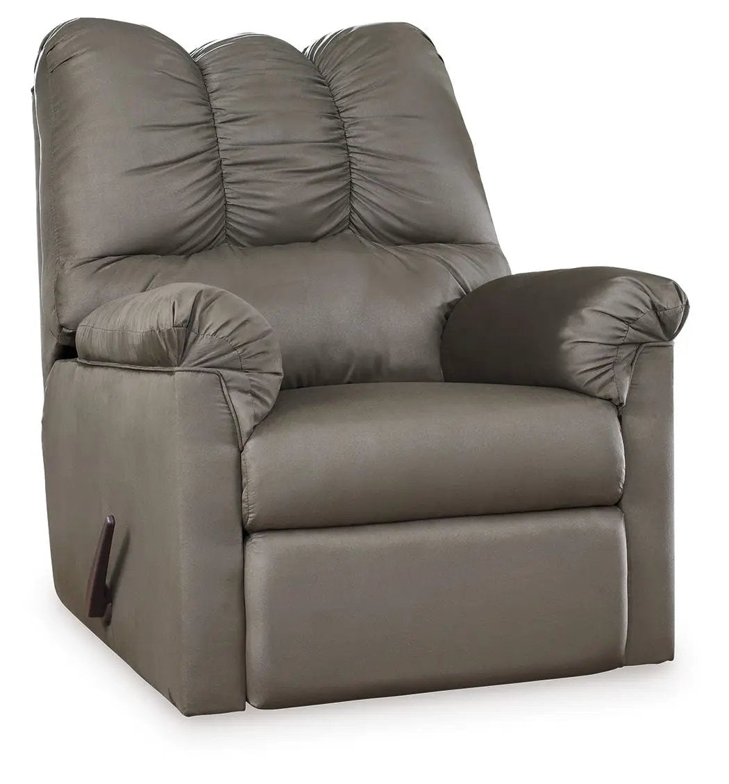 Darcy Rocker Recliner taupe faux leather with plush padded arms by Unique Piece Furniture on Tampa Home & Garden Store