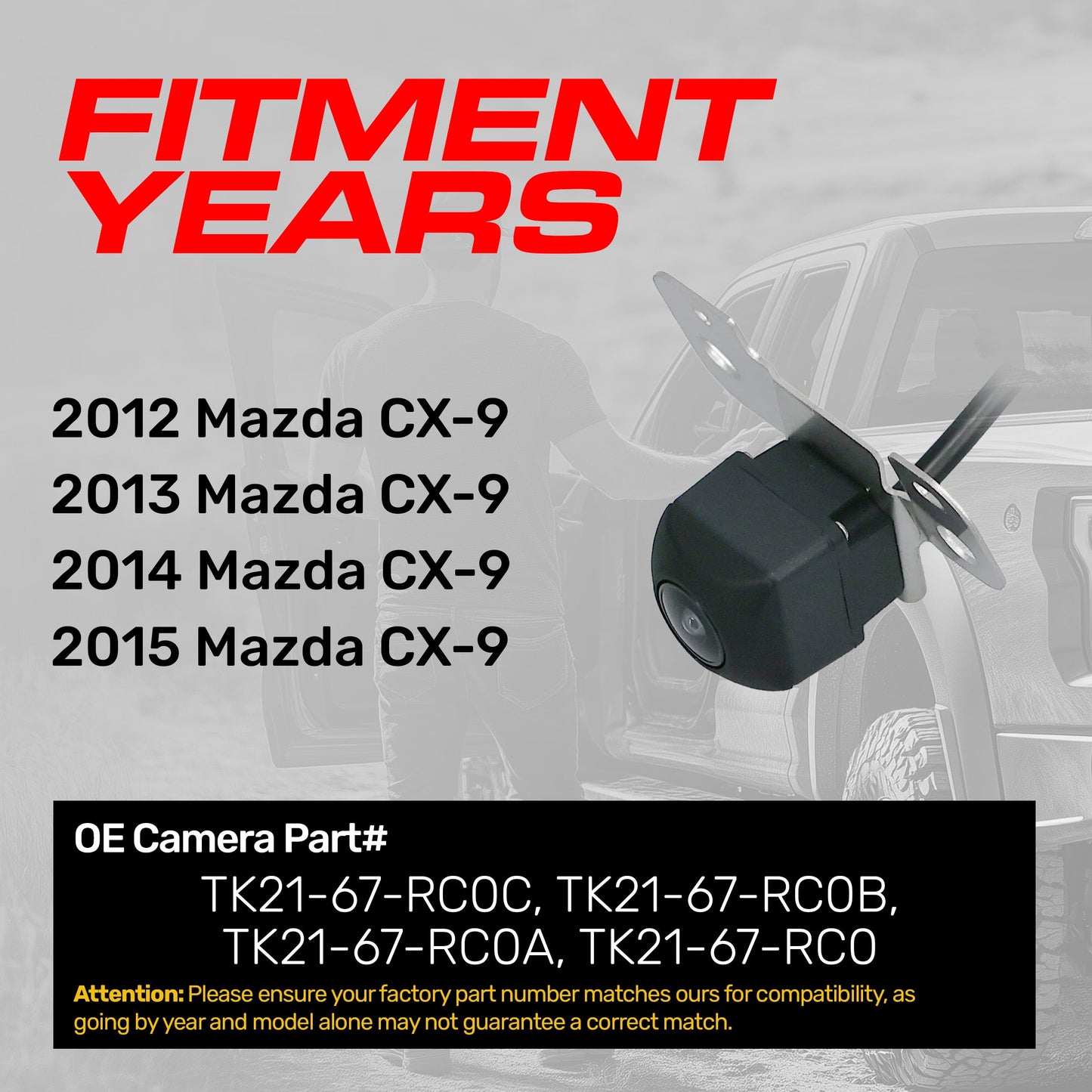 Master Tailgaters OEM backup camera for Mazda CX-9 (2012–2015), TK21-67-RC0 RC0A RC0B RC0C on Tampa Home & Garden Store