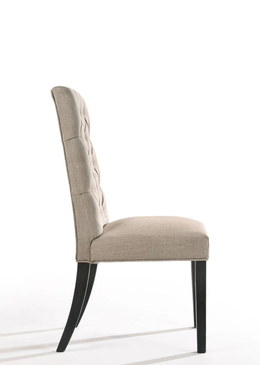 Morland vintage side chair tan fabric with tufted back and black legs on Tampa Home & Garden Store