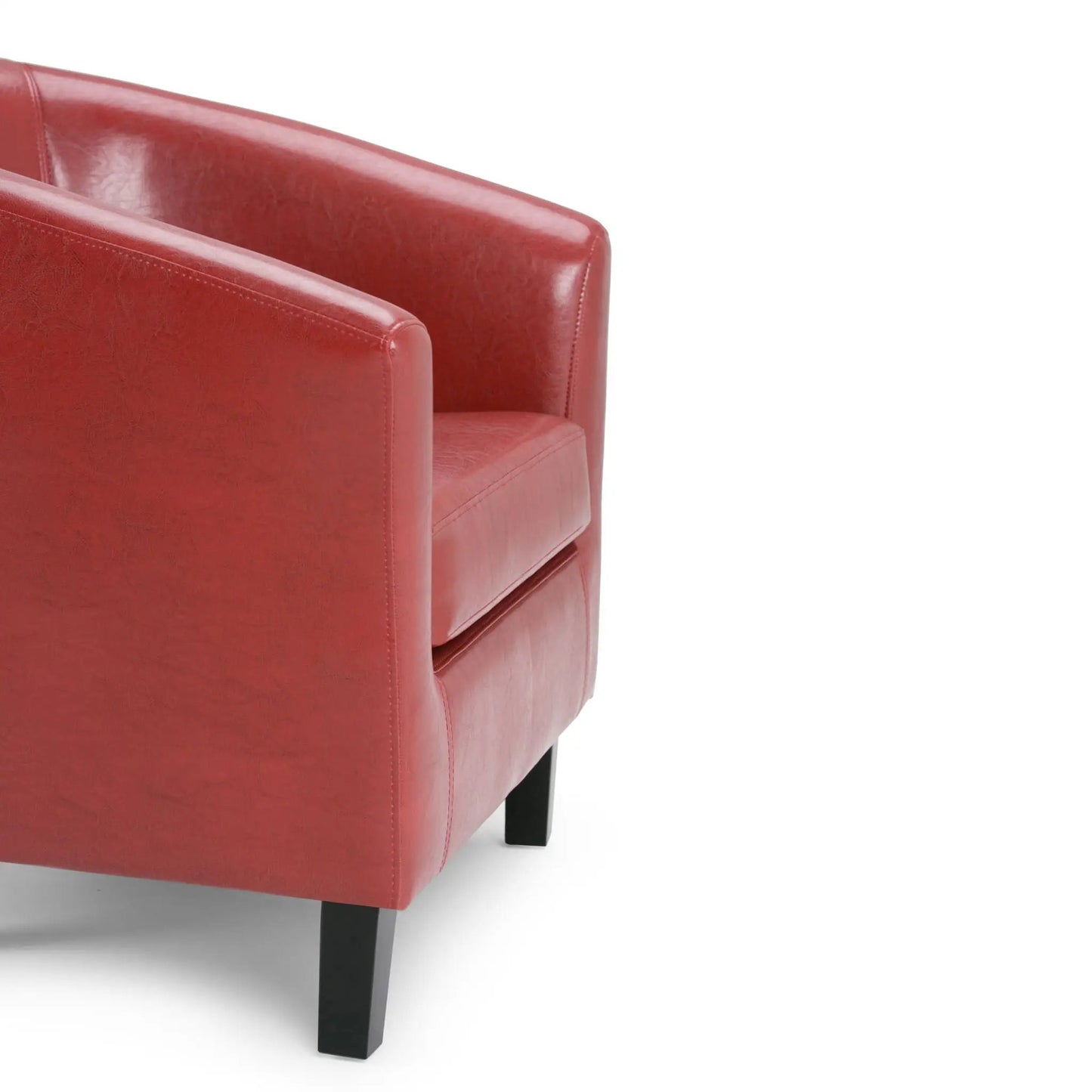 Austin - Transitional Tub Chair, red leather upholstery with black square legs on Tampa Home & Garden Store