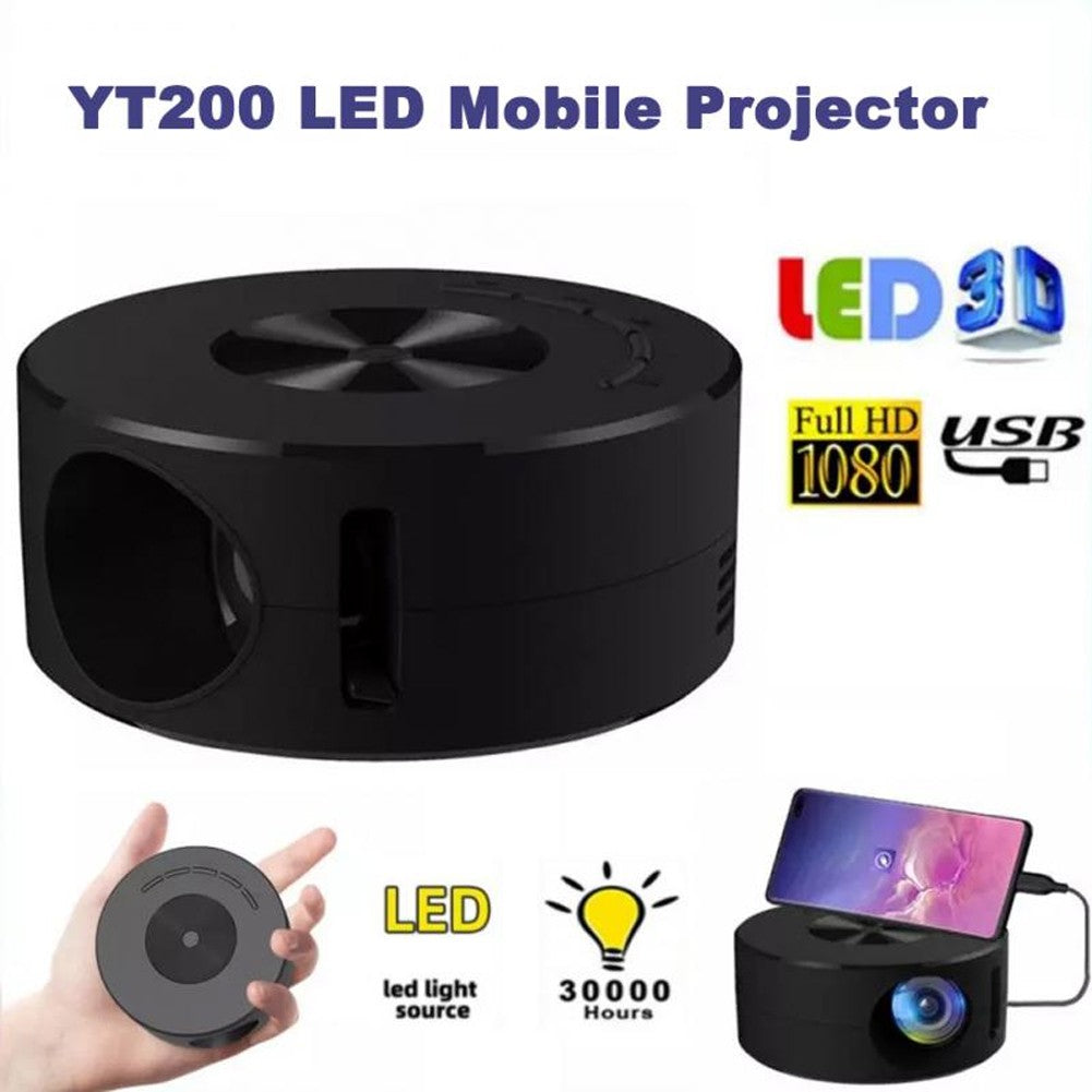 Smart portable LED projector, black disc-shaped, 1080P WiFi mini home theater by My Store on Tampa Home & Garden Store