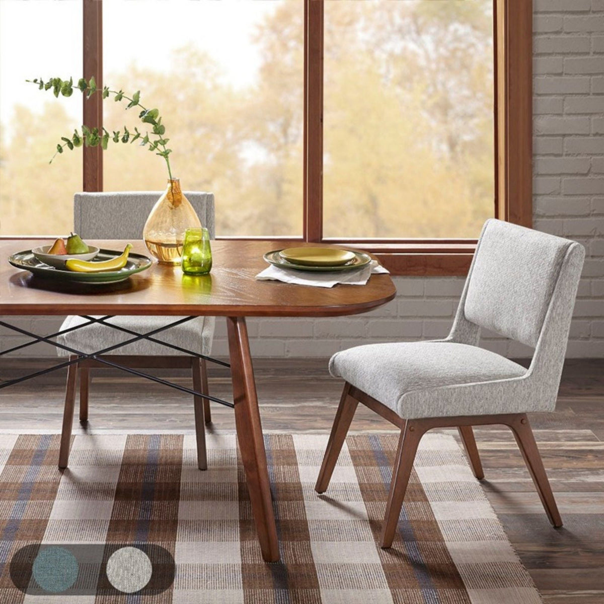Dining Side Chair Set of 2 with Light Gray Upholstered Cushions and wooden legs on Tampa Home & Garden Store