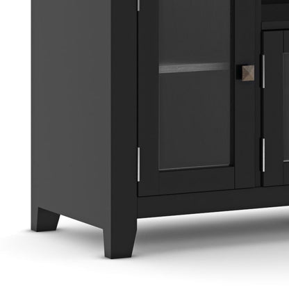 Wide handcrafted solid wood media stand by HouseOfZazla, black TV stand with cabinet doors on Tampa Home & Garden Store