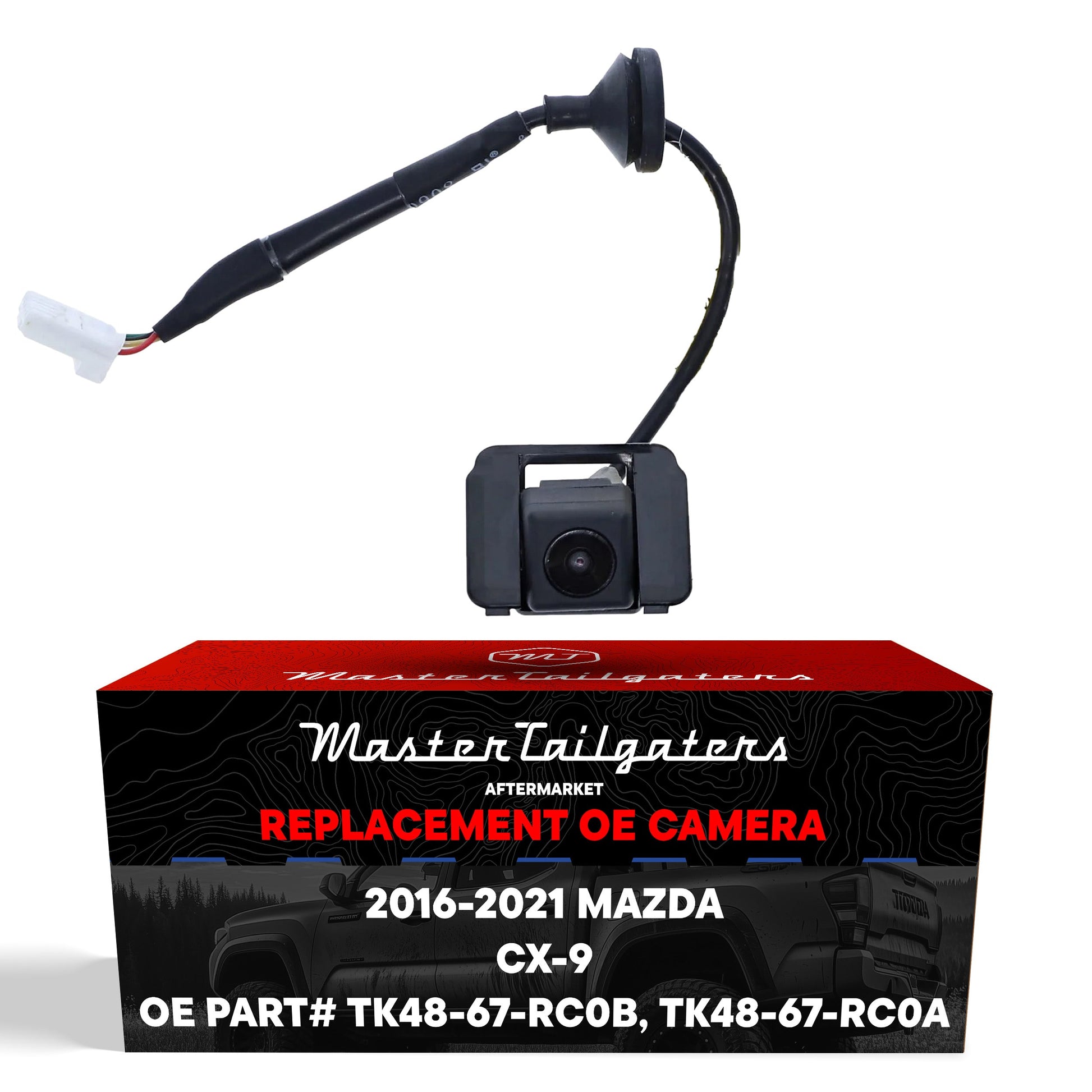 Master Tailgaters Mazda CX-9 OEM backup camera with black housing and wiring TK48-67-RC0B/RC0A on Tampa Home & Garden Store