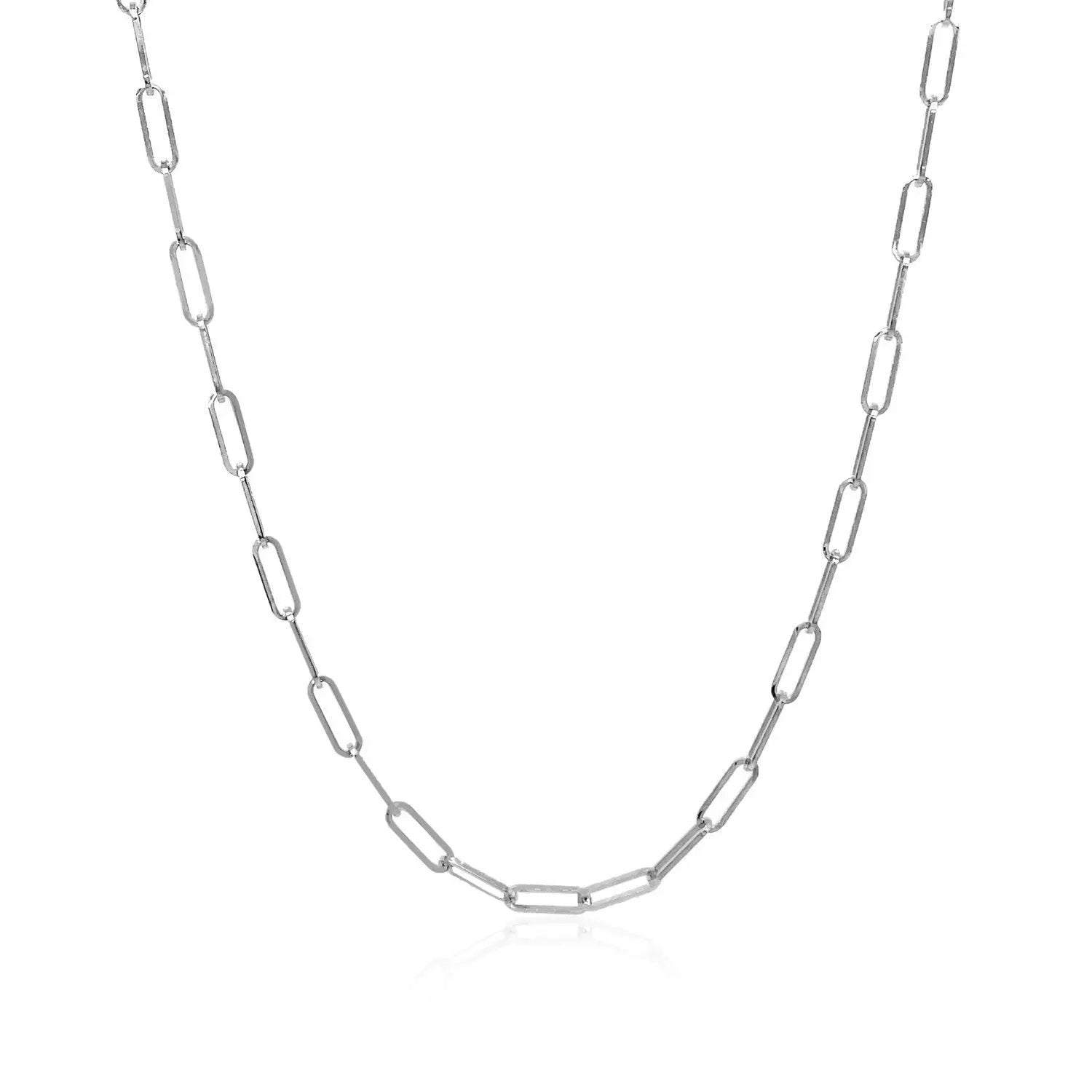 14K white gold delicate paperclip chain necklace, 2.1mm links on Tampa Home & Garden Store