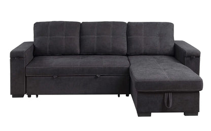 Toby sleeper sectional with storage chaise charcoal woven fabric white stitching on Tampa Home & Garden Store
