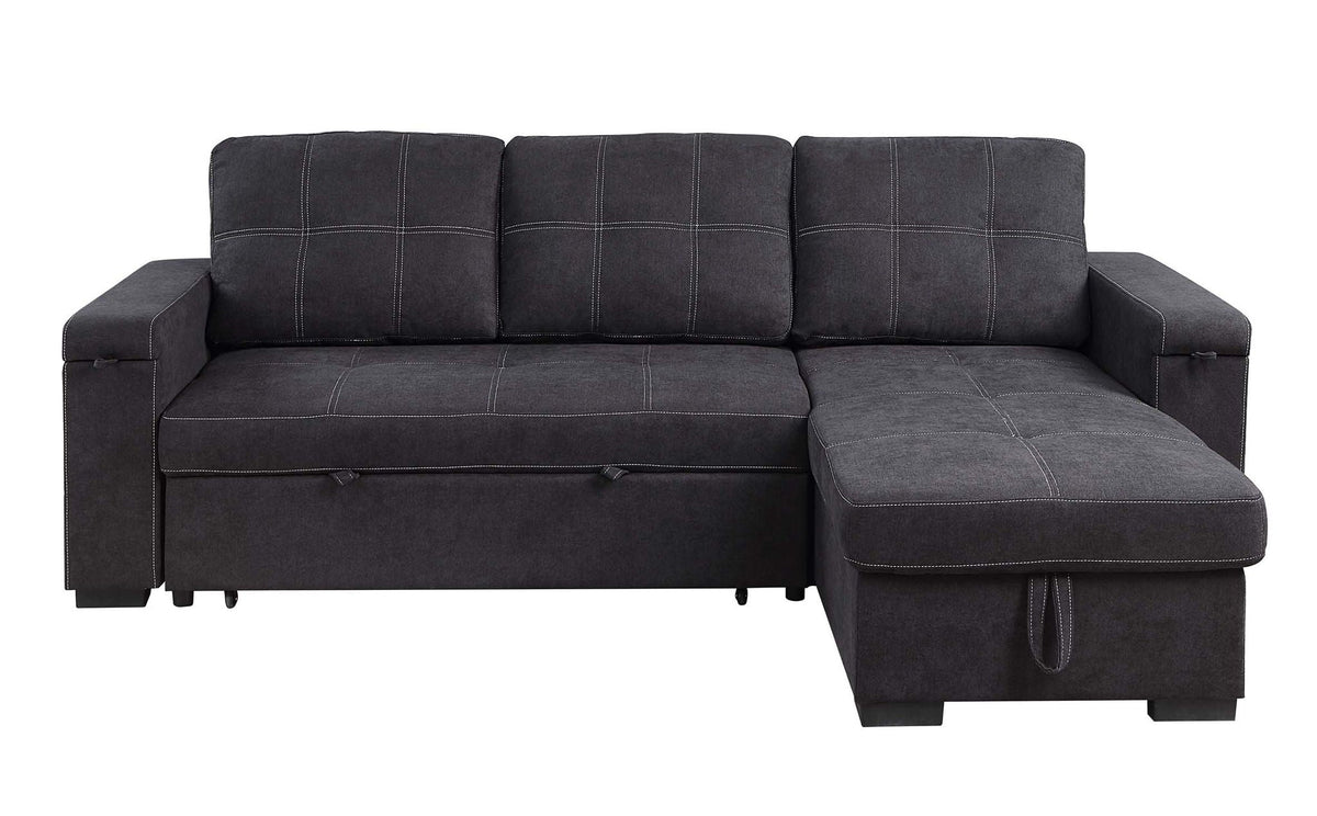 Toby woven fabric sleeper sectional sofa with storage chaise dark gray HouseOfZazla on Tampa Home & Garden Store