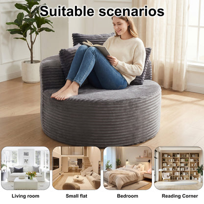 Modern Round Corduroy and Single Sofa Chair