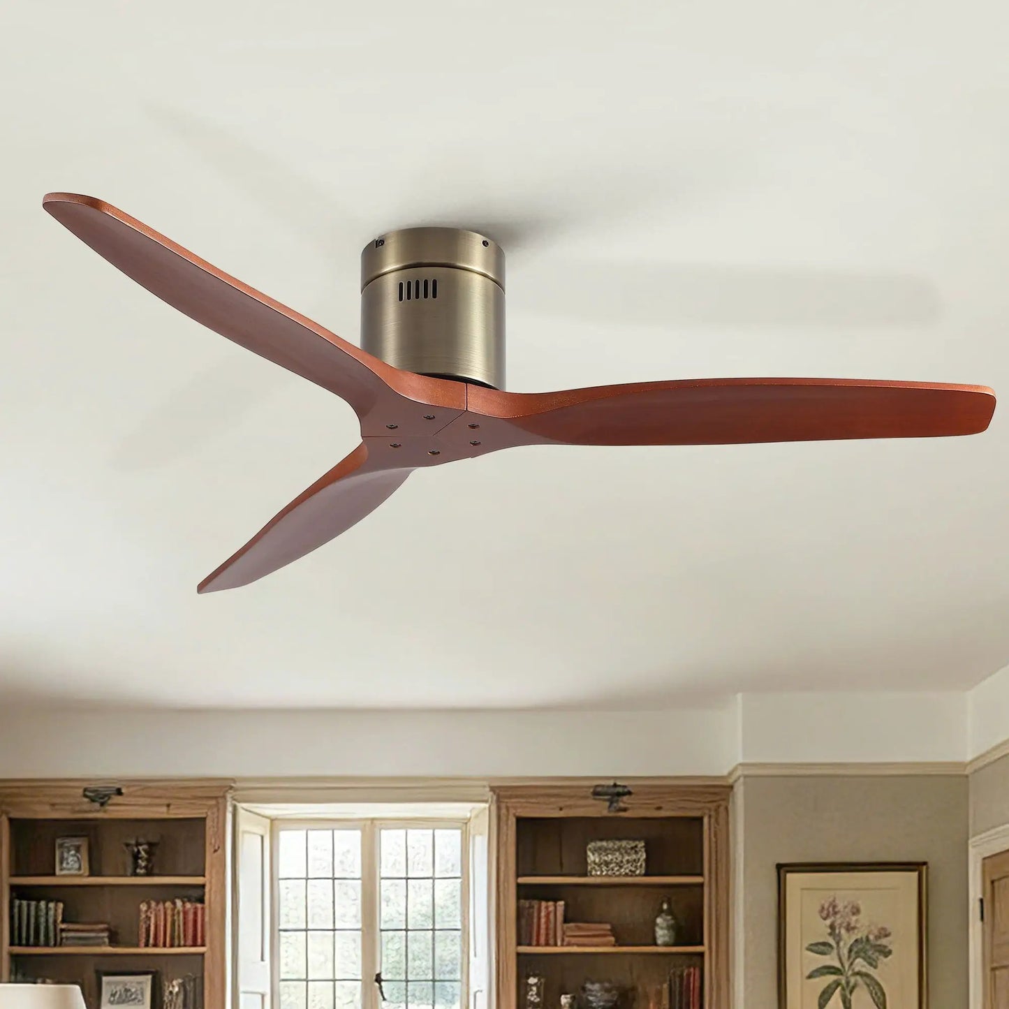 Low Profile Flush Mount Ceiling Fan Without Light copper blades Unique Piece Furniture on Tampa Home & Garden Store