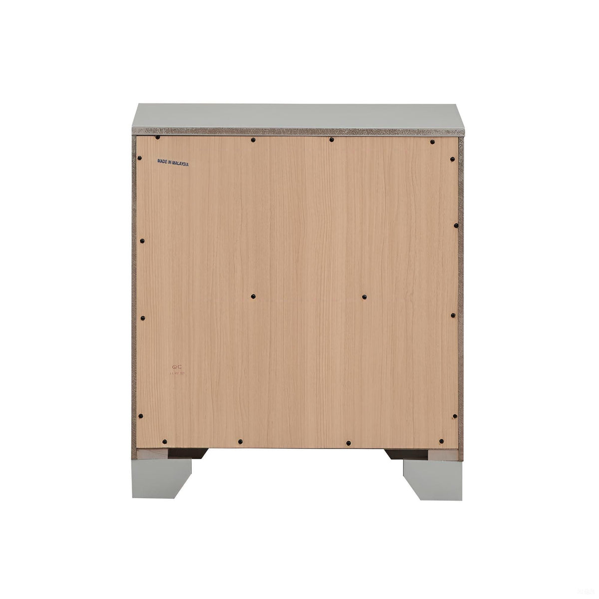 Silver Champagne accent nightstand with natural wood front and gray top on Tampa Home & Garden Store
