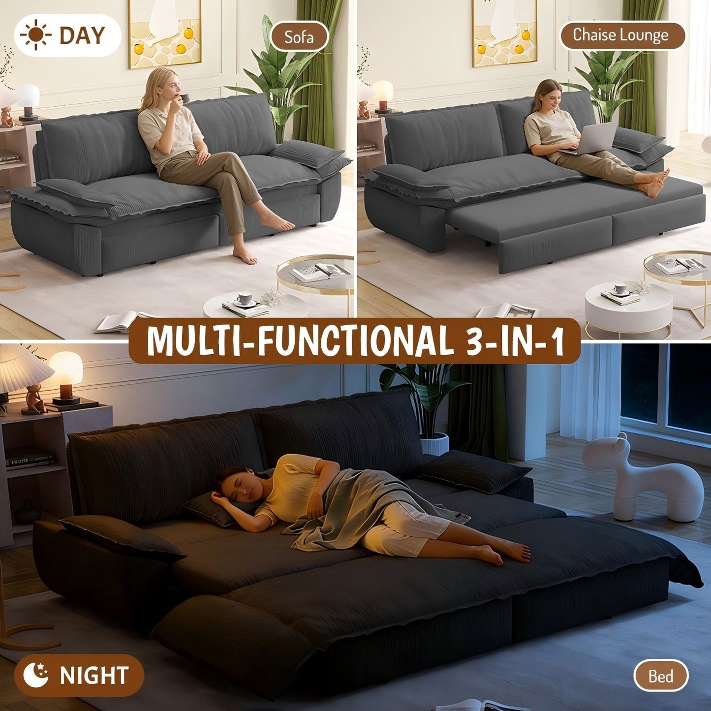 Queen Sleeper Bed and a 3 in 1 Convertible Sofa