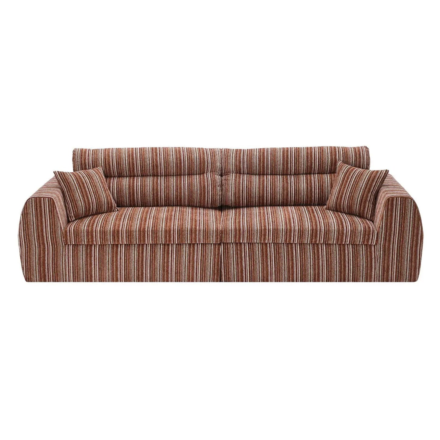 3 Seater couch with striped brown upholstery and matching throw pillows by Unique Piece Furniture on Tampa Home & Garden Store
