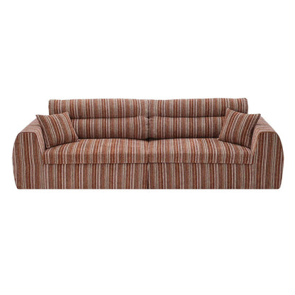 3 Seater couch with striped brown upholstery and matching throw pillows by Unique Piece Furniture on Tampa Home & Garden Store