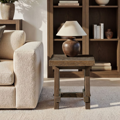 Trestle Coffee Table in solid reclaimed elm with dark brown finish by HouseOfZazla on Tampa Home & Garden Store