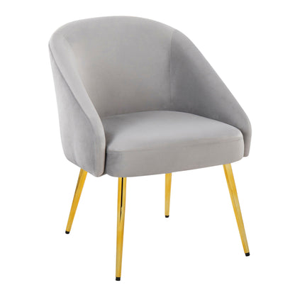 Contemporary Glam Side Chair with plush gray upholstery, gold metal legs, kids' chair on Tampa Home & Garden Store