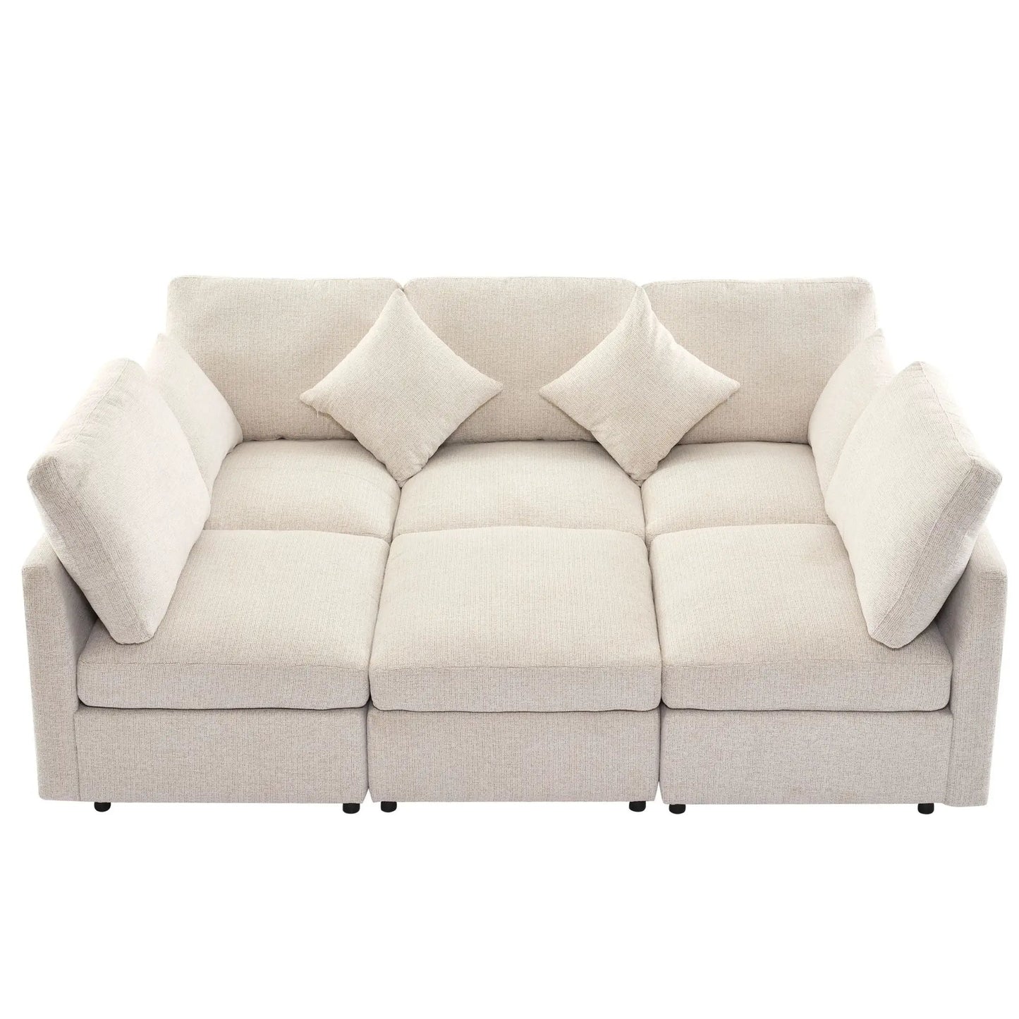 Beige fabric sectional sofa, 2-piece living room set, modular U-shaped with plush cushions on Tampa Home & Garden Store