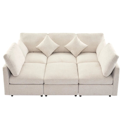 Beige fabric sectional sofa, 2-piece living room set, modular U-shaped with plush cushions on Tampa Home & Garden Store