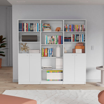 3 Piece Living Room Set with Bookcases in white with open shelves of books HouseOfZazla on Tampa Home & Garden Store