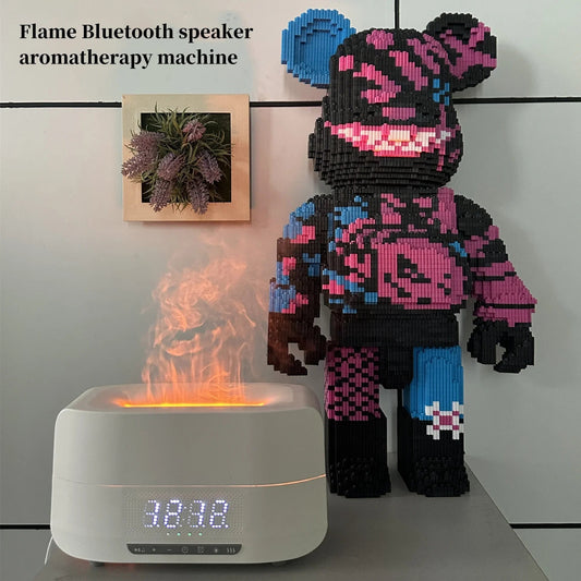 Multifunctional Atmosphere light sleep wireless Bluetooth speaker flame humidifier aromatherapy machine digital display clock - Tampa Home & Garden Store