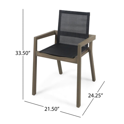 Belfast Dining Chair Set with mesh seating, acacia wood frame for outdoor use set of 2 on Tampa Home & Garden Store