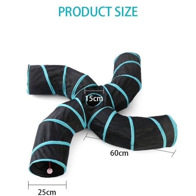 Stevvex cat tunnel star with 5 black tube arms and turquoise trim, foldable indoor play tunnel on Tampa Home & Garden Store