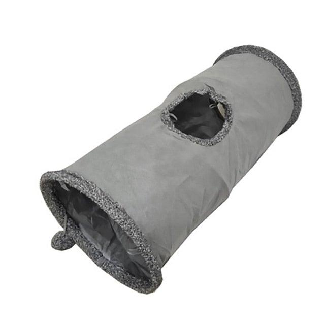Stevvex cat tunnel toy grey foldable tube with multiple holes on Tampa Home & Garden Store