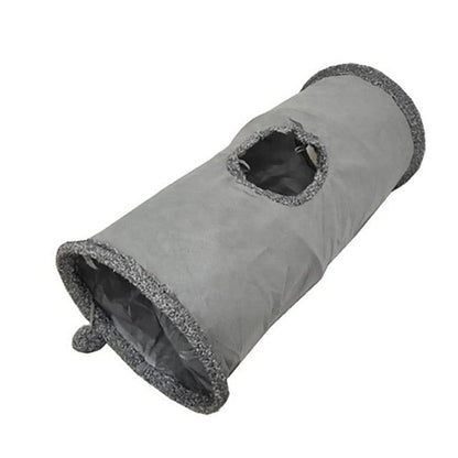 Stevvex cat tunnel toy grey foldable tube with multiple holes on Tampa Home & Garden Store