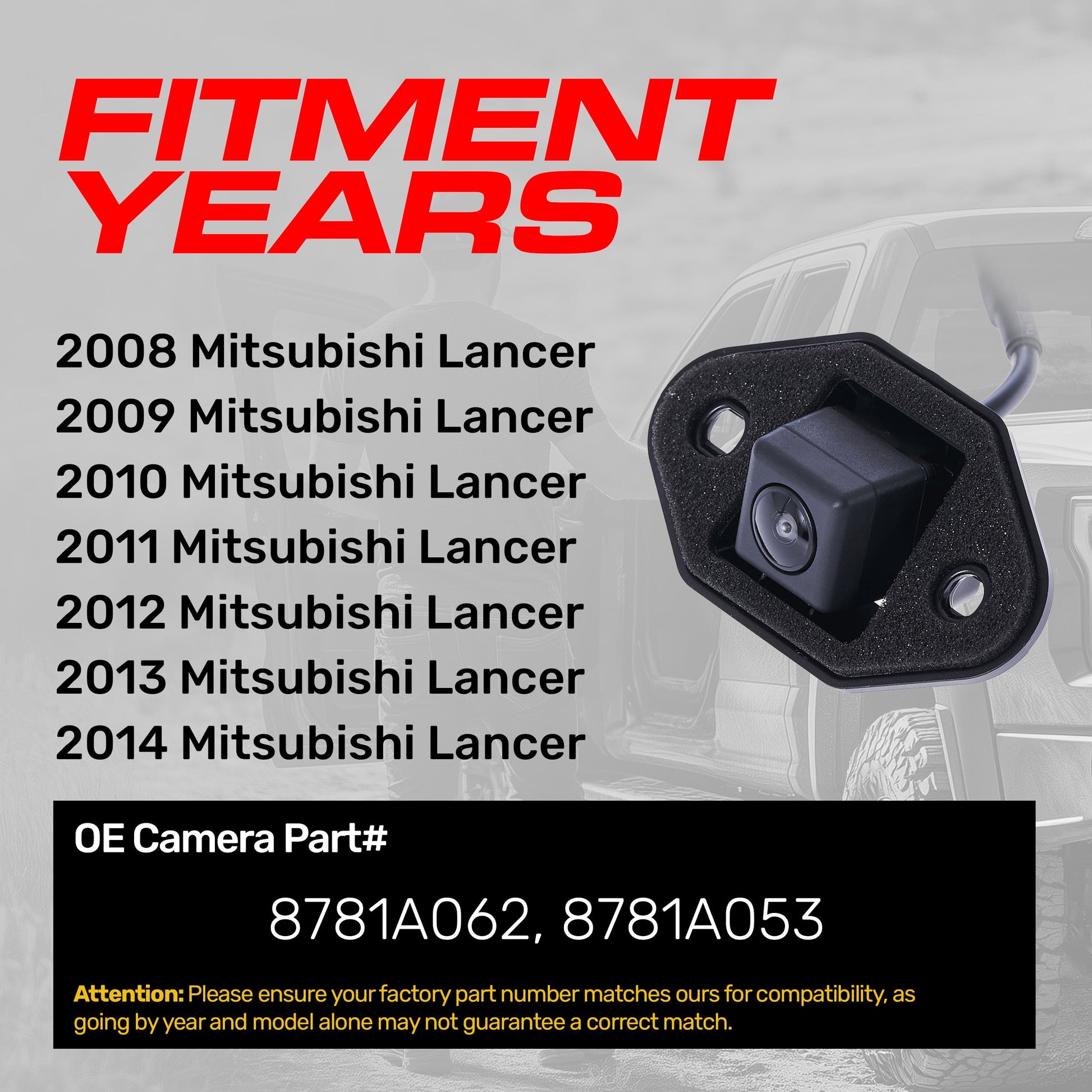 Master Tailgaters Mitsubishi Lancer OEM Backup Camera 8781A062/8781A053 black housing on Tampa Home & Garden Store