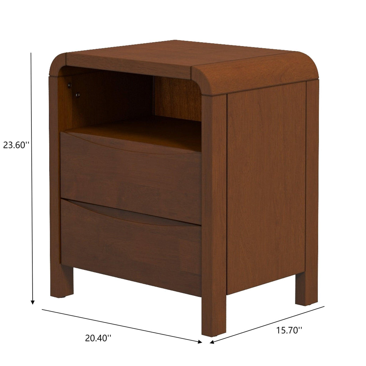 Two-drawer accent nightstand brown solid wood by HouseOfZazla with rounded edges on Tampa Home & Garden Store